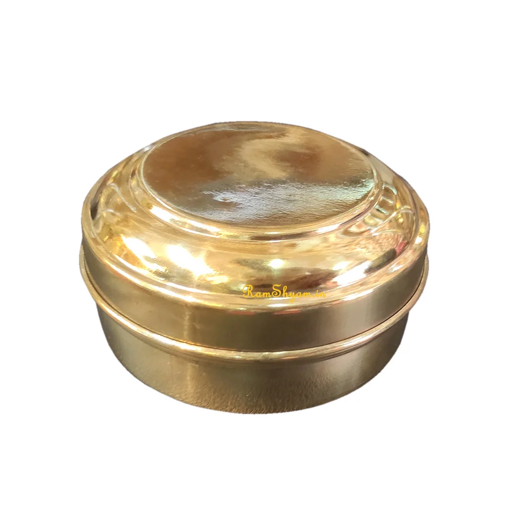 Brass Masala Box 3.5 inch Dia with Glass Cover and Brass Lid Online